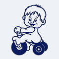 Samolepka na auto se jménem dítěte - Klučík na tříkolce